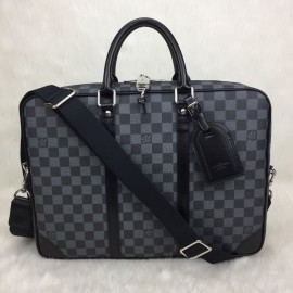 Louis Vuitton Briefcase Porte Voyage Black Checkered/Damier