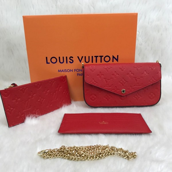 Louis Vuitton Felice Genuine Leather Red