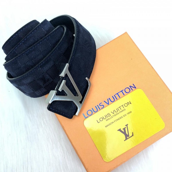 Louis Vuitton Belt Suede Leather Dark Blue Empriente