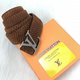 Louis Vuitton Belt Suede Leather Tan Color Initials 