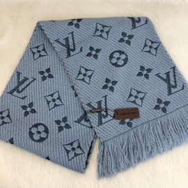 Louis Vuitton Logomania Genuine Wool Scarf Baby Blue