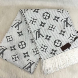 Louis Vuitton Logomania Genuine Wool Scarf White