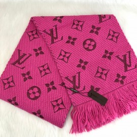 Louis Vuitton Logomania Genuine Wool Scarf Fuchsia Color