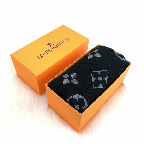 Louis Vuitton Logomania Genuine Wool Scarf Black