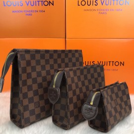 Louis Vuitton Toiletry Pounch Trio Set Brown Checkered/Damier