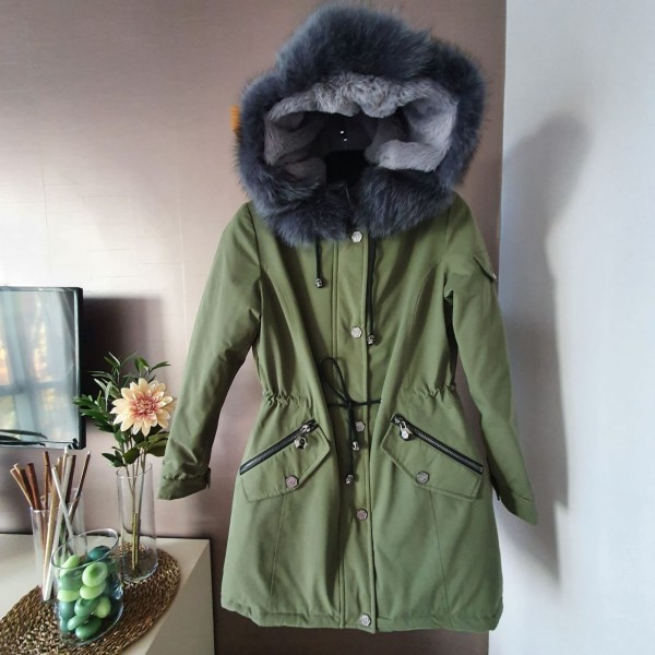 Philipp Plein Natural Fur Coat Green