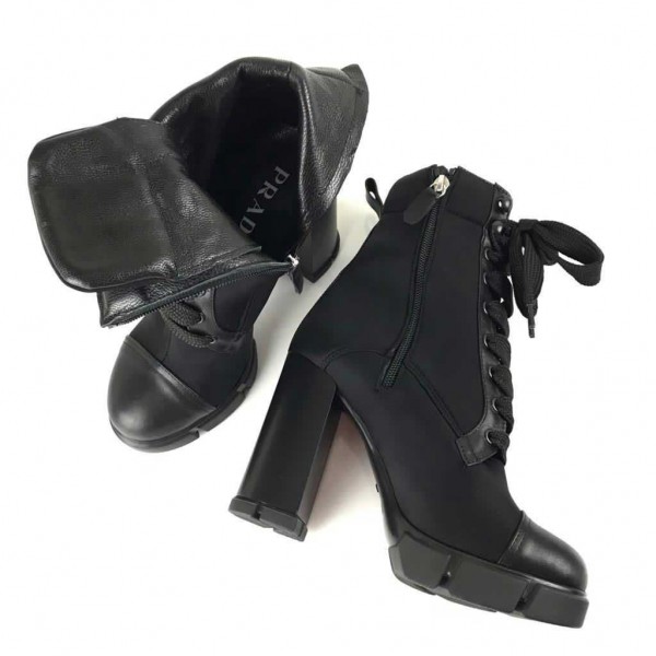 Prada Ankle High Heel Lace-Up Boot 