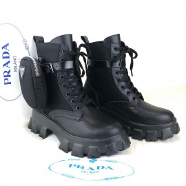 Prada Ankle Pouch Combat Boots Black