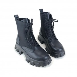 Prada Ankle Pouch Combat Boots Black