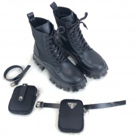 Prada Ankle Pouch Combat Boots Black