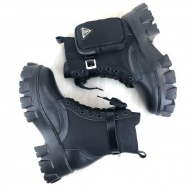 Prada Ankle Pouch Combat Boots Black