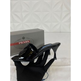 Prada Heeled patent leather slippers 9 cm