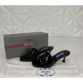 Prada Heeled patent leather slippers 9 cm