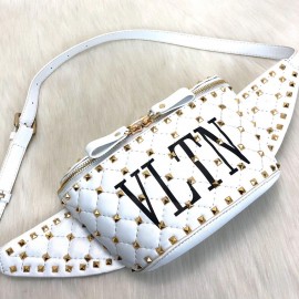 Valentino Rockstud Spike Belt Bag VLTN White 