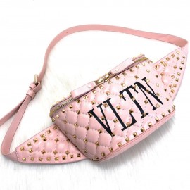 Valentino Rockstud Spike Belt Bag VLTN Pink