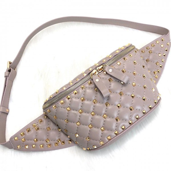 Valentino Rockstud Spike Belt Bag Grey