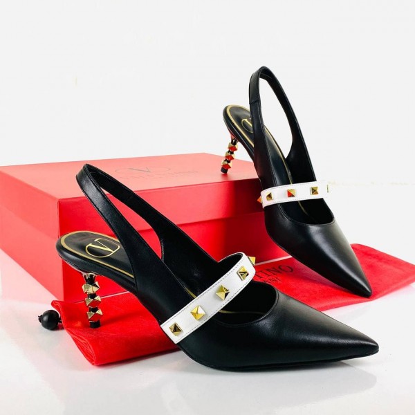 Valentino Rockstud Slingback Sculpted Heel