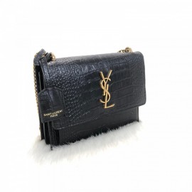 Yves Saint Laurent Sunset Medium Black Croco