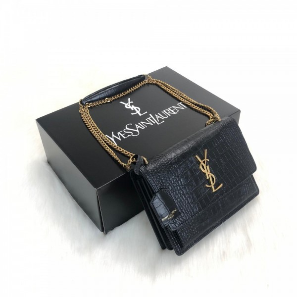 Yves Saint Laurent Sunset Medium Black Croco