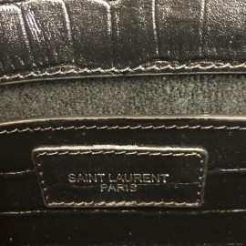 Yves Saint Laurent Sunset Medium Black Croco Silver