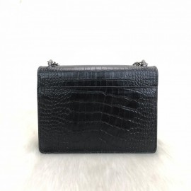 Yves Saint Laurent Sunset Medium Black Croco Silver