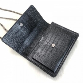 Yves Saint Laurent Sunset Medium Black Croco Silver