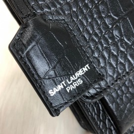 Yves Saint Laurent Sunset Medium Black Croco Silver