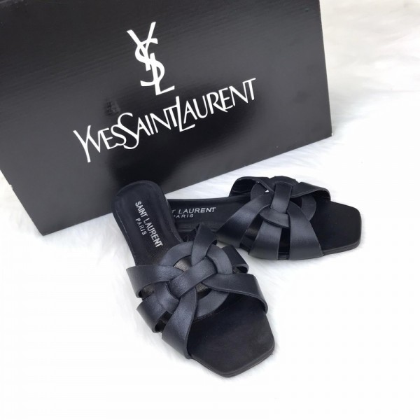 Yves Saint Laurent Tribute Flat Sandal Black 