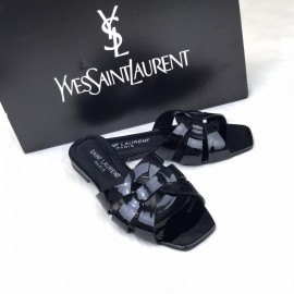 Yves Saint Laurent Tribute Flat Sandal Black Rugan