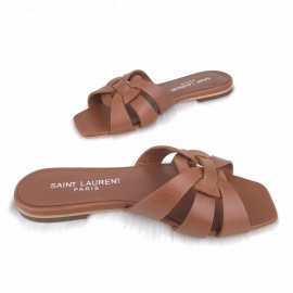 Yves Saint Laurent Tribute Flat Sandal Tan Color