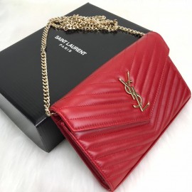 Yves Saint Laurent (ysl) Quilted Shoulder Bag Red Gold