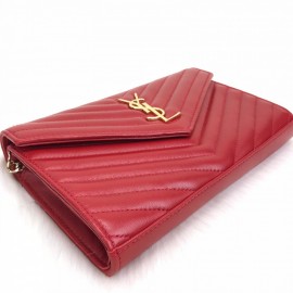 Yves Saint Laurent (ysl) Quilted Shoulder Bag Red Gold