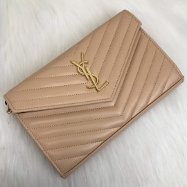 Yves Saint Laurent (ysl) Quilted Shoulder Bag Cream Gold