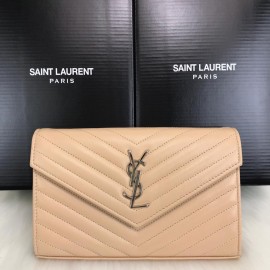 Yves Saint Laurent (ysl) Quilted Shoulder Bag Cream Silver