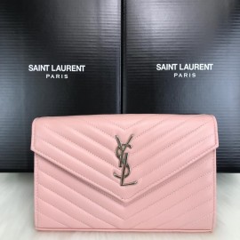 Yves Saint Laurent (ysl) Quilted Shoulder Bag Powder Silver