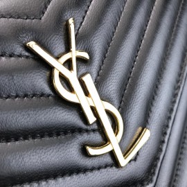 Yves Saint Laurent (ysl) Quilted Shoulder Bag Black Gold