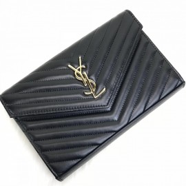 Yves Saint Laurent (ysl) Quilted Shoulder Bag Black Gold