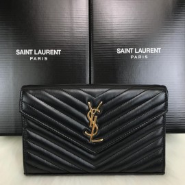 Yves Saint Laurent (ysl) Quilted Shoulder Bag Black Gold