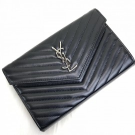 Yves Saint Laurent (ysl) Quilted Shoulder Bag Black Silver