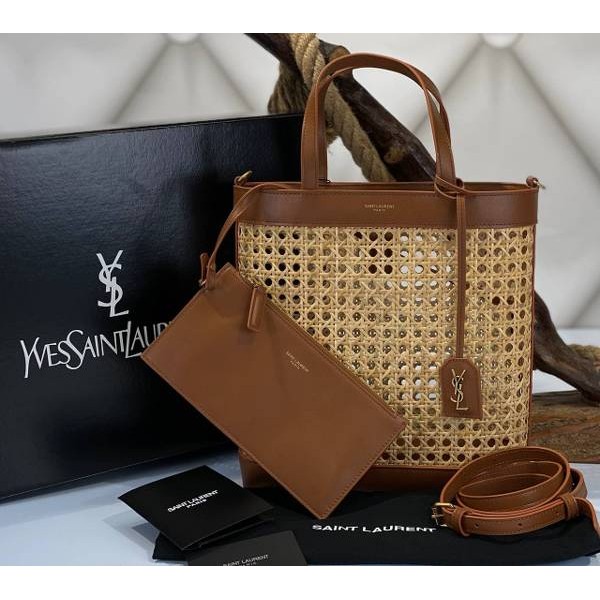 Ysl Beige straw brown tote bag