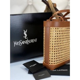 Ysl Beige straw brown tote bag