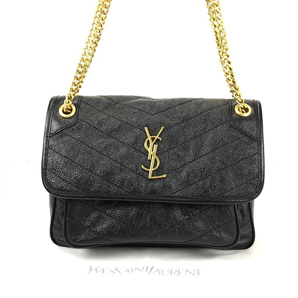 Genuine leather women bag from Yves Saint Laurent Niki Medium Gold