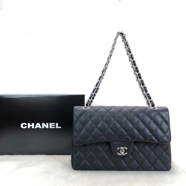 Chanel Jumbo Flap Bag Caviar (3,55) Silver