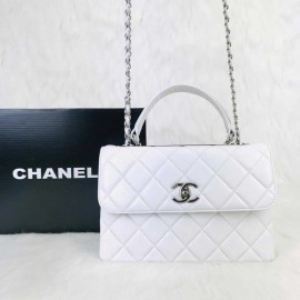 Chanel Trendy Coco Flap Bag White Silver