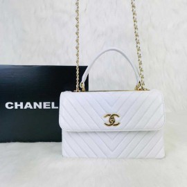 Chanel Trendy Coco Flap Bag White Gold